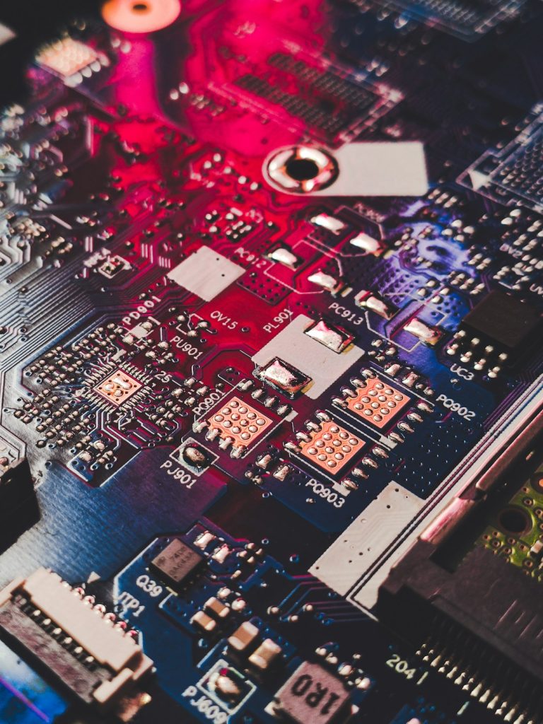 Close up of a laptop motherboard